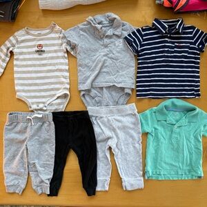 Assorted 12M Baby Clothing Set (2 Shirts, 3 Pants, 2 Onesies)